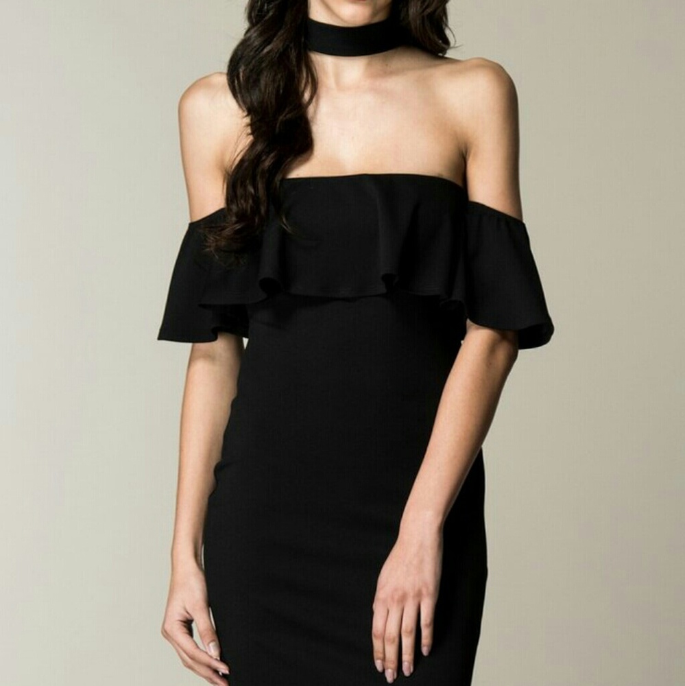 Choker Neck Ruffle Dress